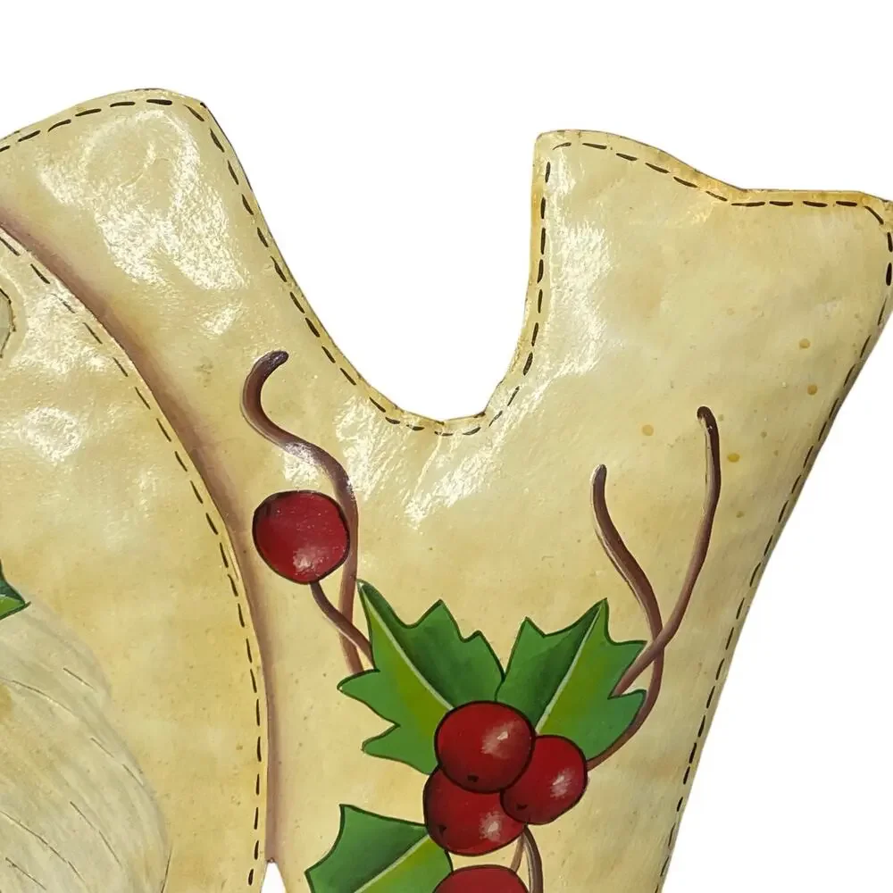 Vintage Christmas Cutout Metal Wall Art Decoration Joy Sign with Santa Face
